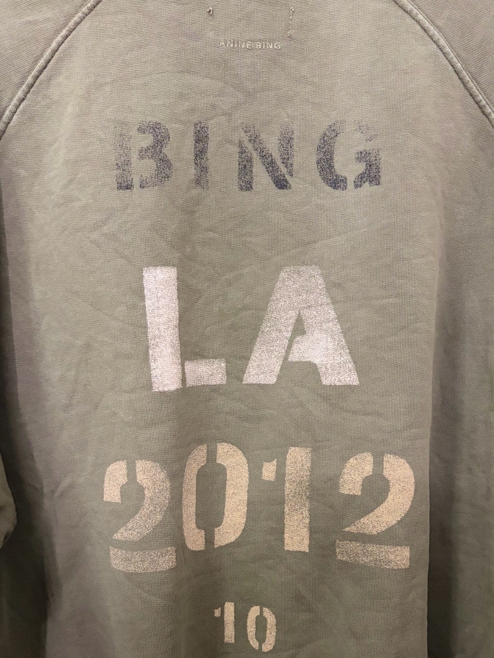 ANINE BING LA 2012 Army Green Graphic Sweatshirt L - Picture 5 of 10